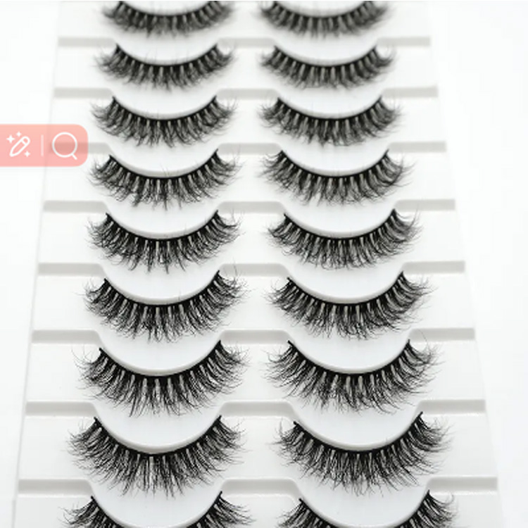 10 párů plného proužku řasy Krutost zdarma Faux Mink Natural řasy