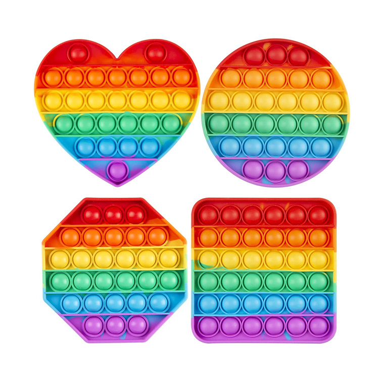 4 balení Rainbow Pop Fidget Hračka proti stresu