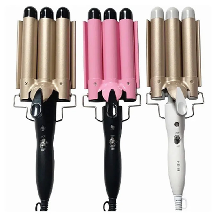 Nastavitelné přenosné dvojité napětí Vlasy Crimper Three Curling Iron