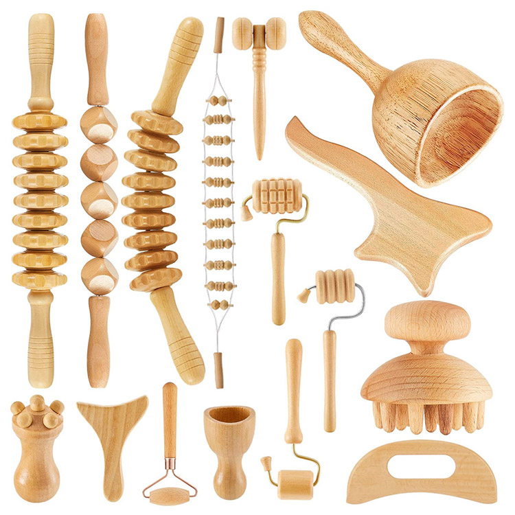 Sada masážních pomůcek Wood Therapy Body Roller