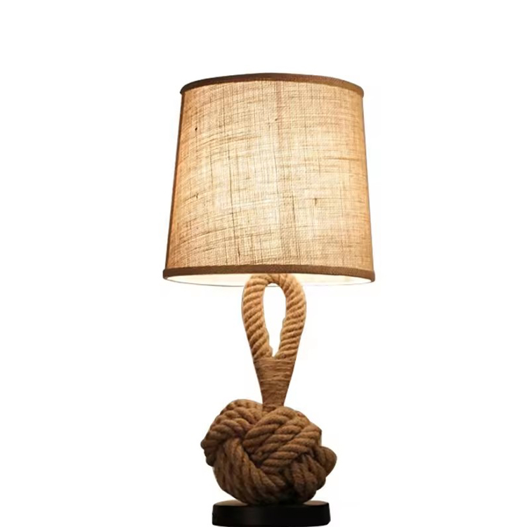Látkové stínidlo ETL noční lampa Hotelová provazová stolní lampa