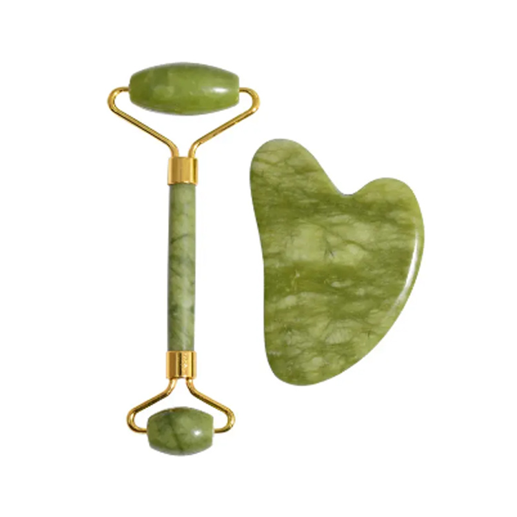 Vysoce kvalitní obličejový masér Natural Gua Sha Green Jade Roller