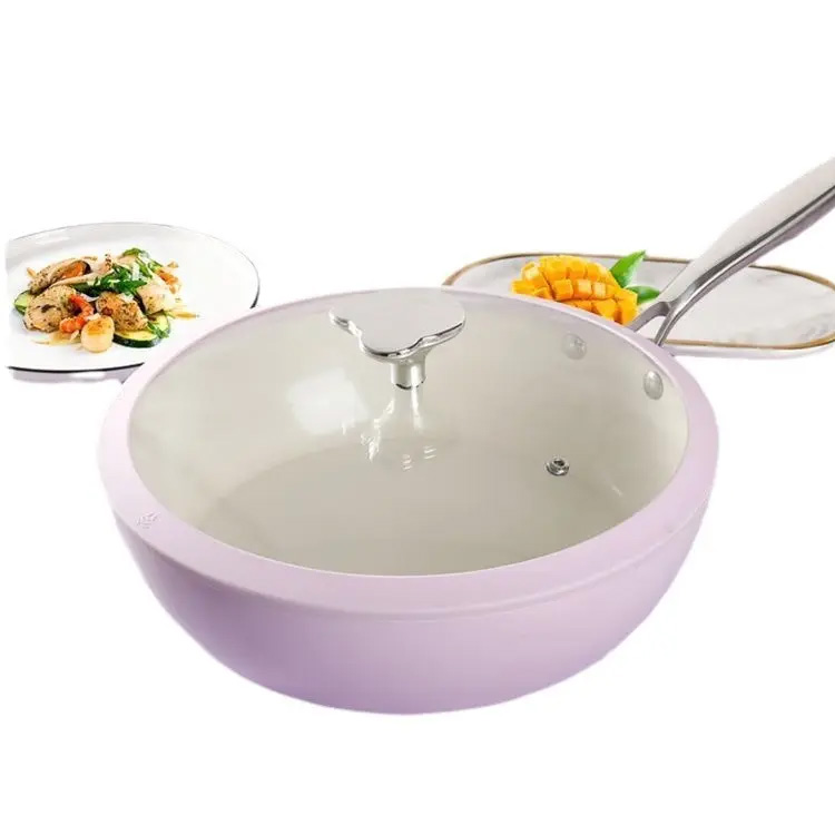 Levandulový skořápka porcelán wok dlážděná keramická pánev