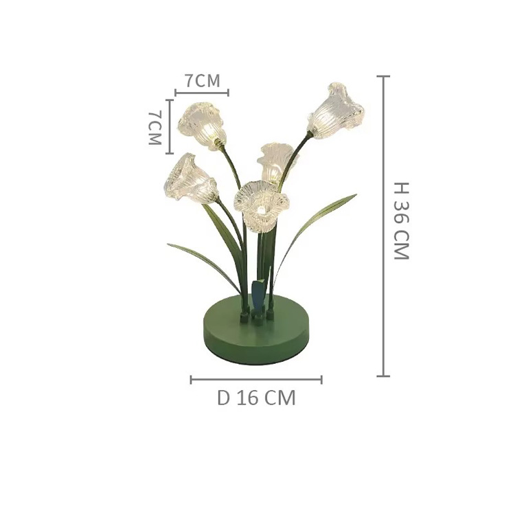 LED stolní lampa Noční noční lampa Skleněná tulipánová stolní lampa