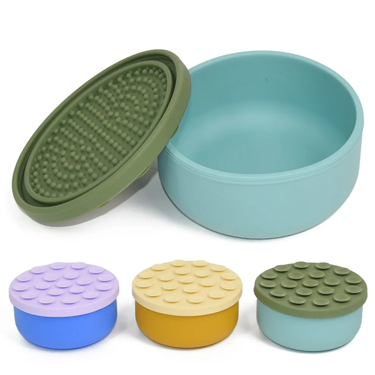 Přenosná miska psí miska Multi Colors Silicone Slow Feeder Dog Bowl