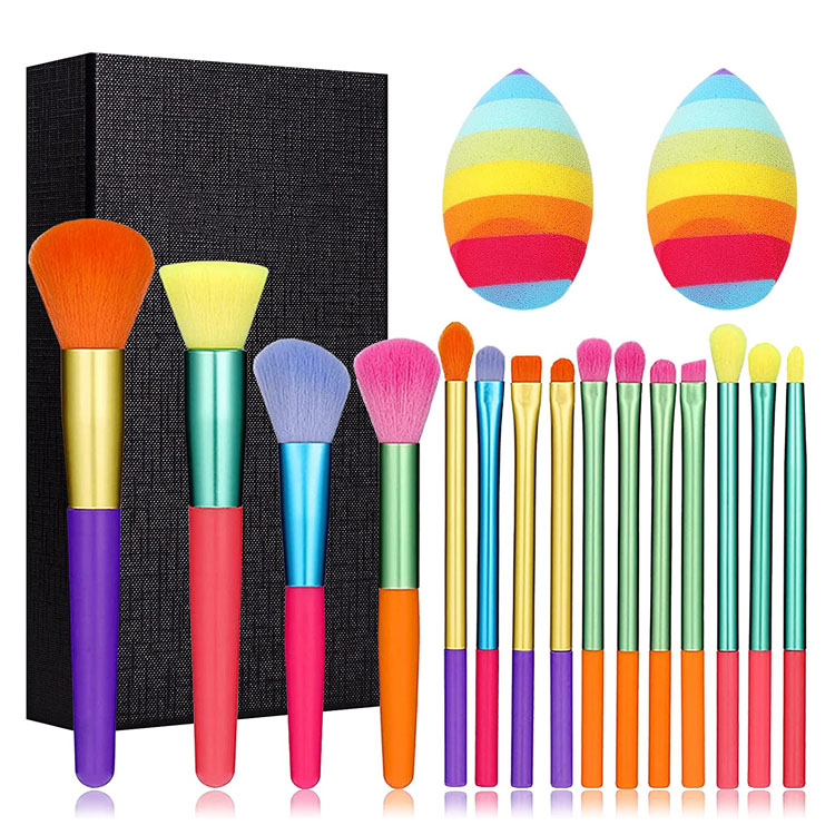 Prémiová syntetická sada 15ks barevných štětců na make-up