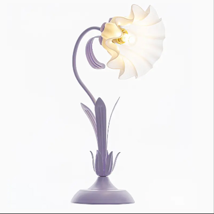 Retro unikátní skleněná květinová obývací noční stolní lampa