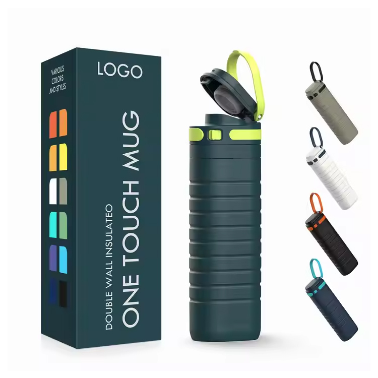 Nerezový vakuově izolovaný cestovní hrnek s dotykovým víčkem 500 ml