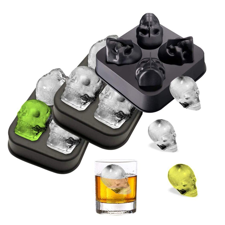 Whisky 3D Skull silikonový tác na kostky ledu