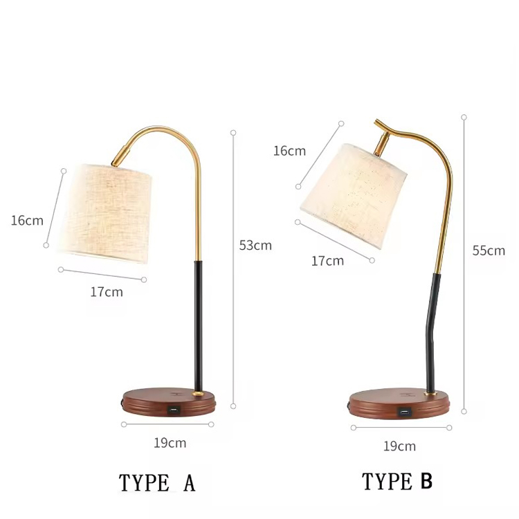 Dřevěná bezdrátová nabíječka Home Decor luxusní stolní lampa
